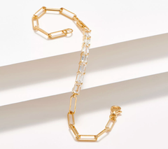 Affinity Gems White Topaz Paper Clip Link Bracelet, Sterling Silver, 7-1/4"