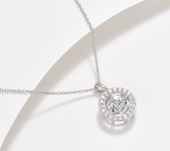 Diamonique Platinum Clad Sterling SilverRound Shape Dancing Solitaire Necklace