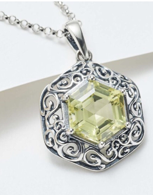 Or Paz Sterling Silver Hexagon Lemon Quartz Necklace