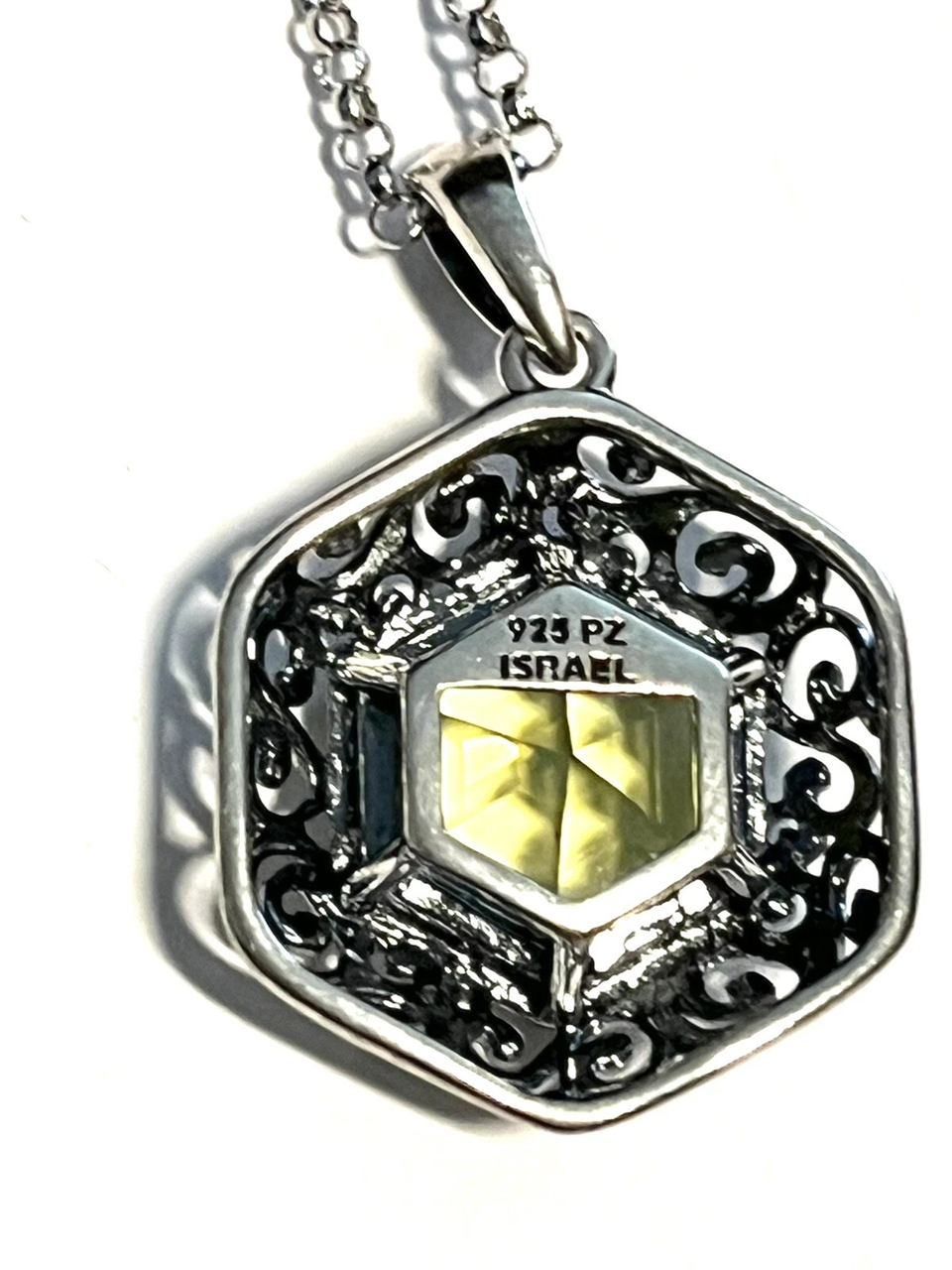 Or Paz Sterling Silver Hexagon Lemon Quartz Necklace