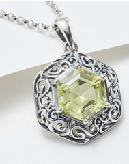 Or Paz Sterling Silver Hexagon Lemon Quartz Necklace
