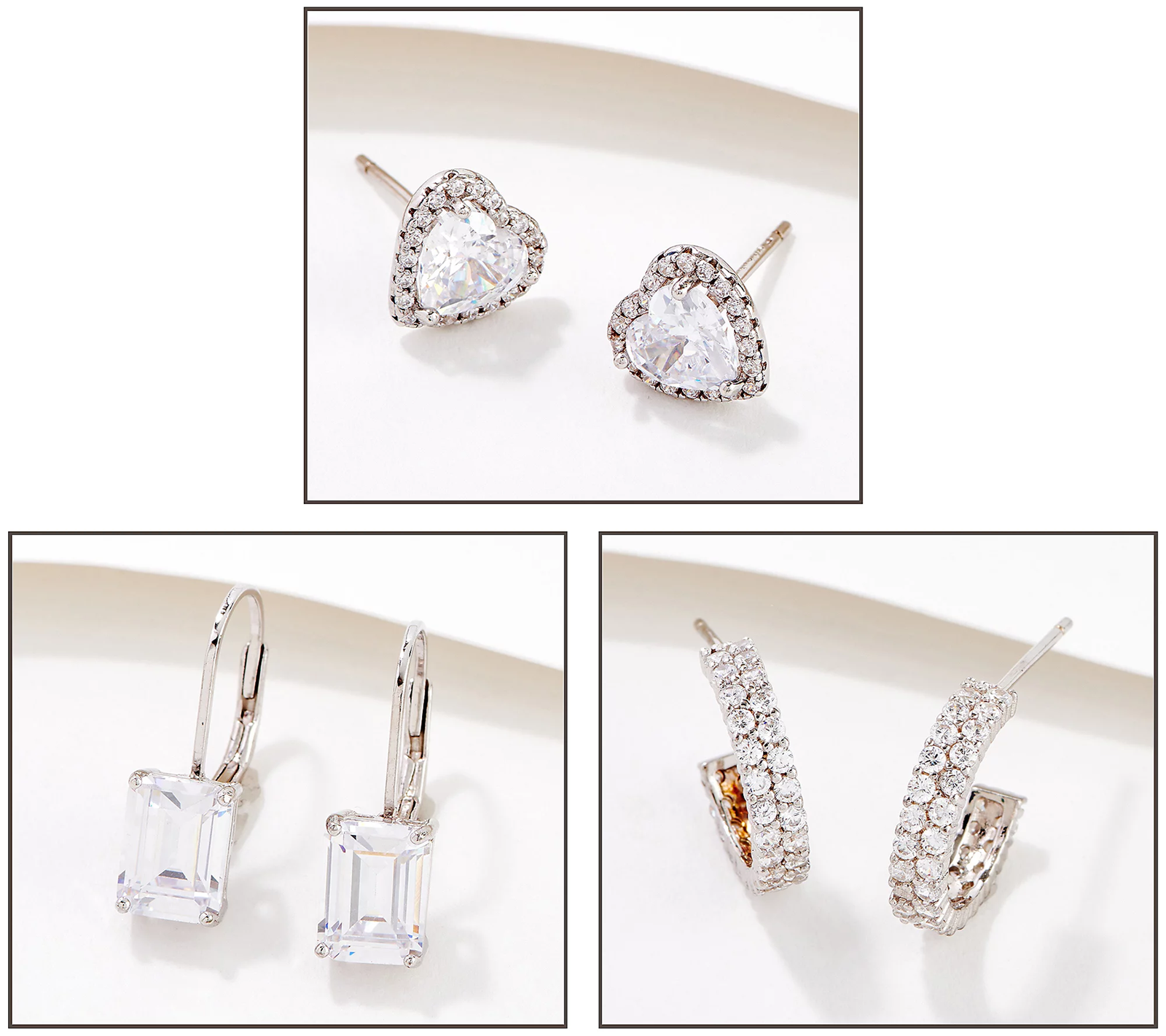 Diamonique  Boxed Set of 4 Silver sterling Earring Gifts (Copy)