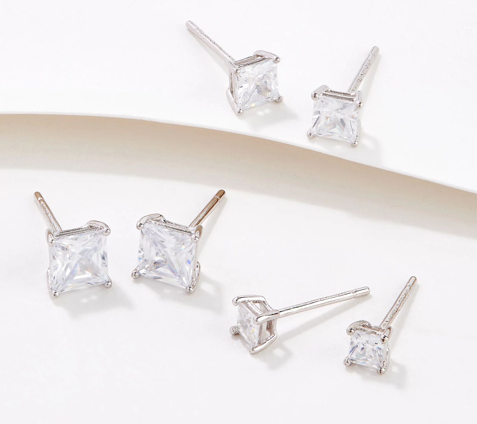 Diamonique  Boxed Set of 4 Silver sterling Earring Gifts (Copy)