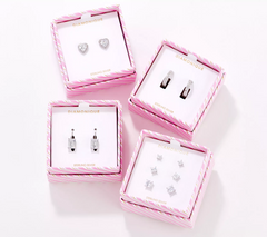 Diamonique  Boxed Set of 4 Silver sterling Earring Gifts (Copy)