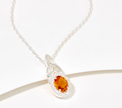 JMH Jewellery Sterling Silver and Gemstone Trinty Knot Necklace, Citrine