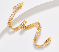 Diamonique Radiant-Cut Liquid Tennis Bracelet14K Gold Clad Sterling Silver, 7-1/4"