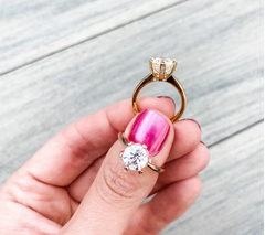 Diamonique Sterling Silver Goldclad 120 Facet Prestige Cocktail Ring Size 6
