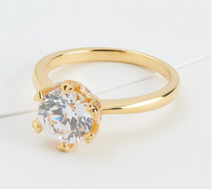 Diamonique Sterling Silver Goldclad 120 Facet Prestige Cocktail Ring Size 6