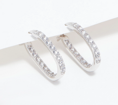 Diamonique Sterling Silver 3/4" Oval Hoop Earrings