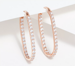 Diamonique Rose-Clad Sterling Silver 1-1/4" Oval Hoop Earrings