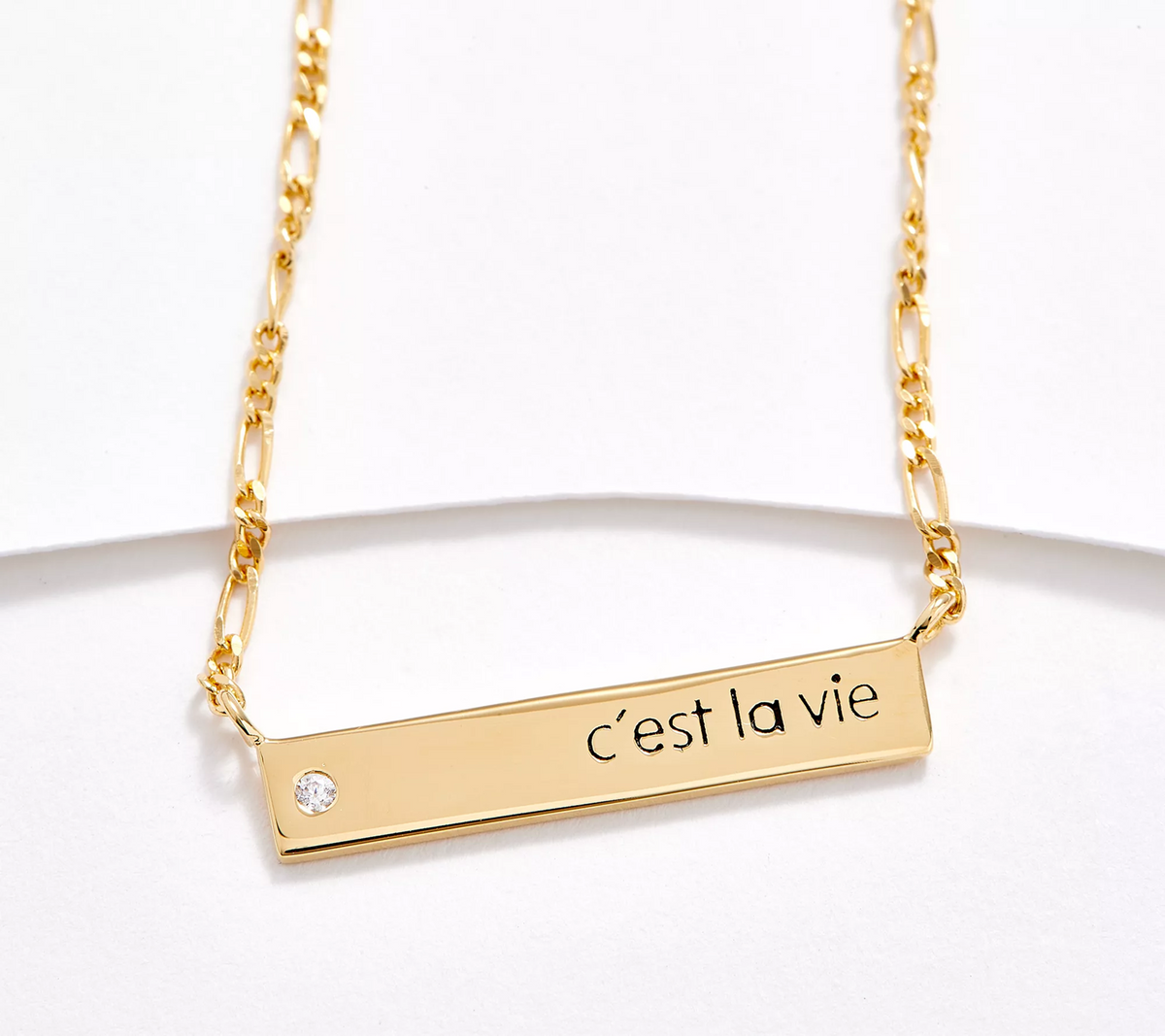 Diamonique Goldclad Sterling Silver 925 CZ "C'est la vie" Necklace 16"