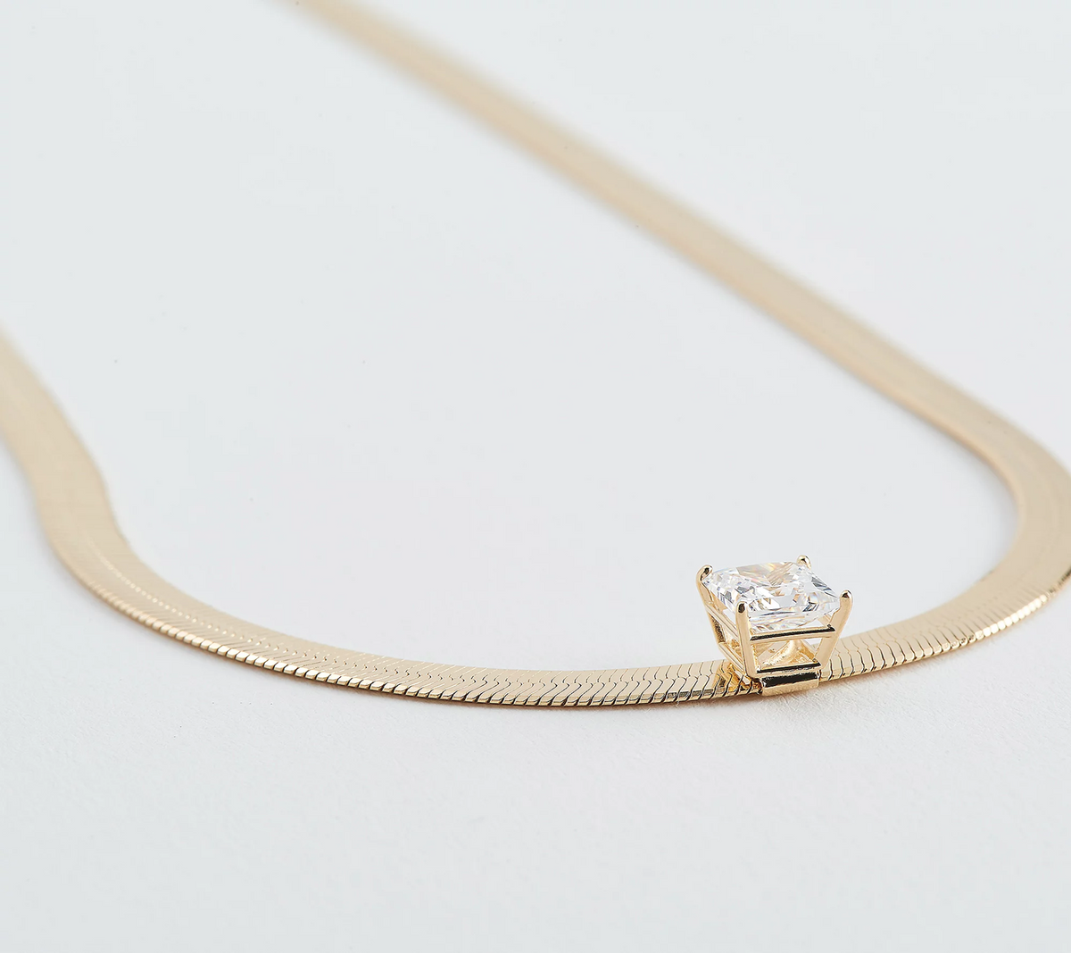 Diamonique Sterling Silver Goldclad Princess Cut Solitaire Necklace