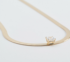 Diamonique Sterling Silver Goldclad Princess Cut Solitaire Necklace