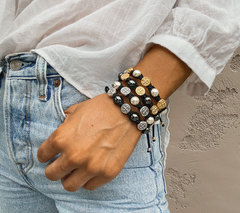 My Saint My Hero Pearl/Silvertone Divine Blessings and Protection Bracelet Set