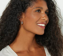 Diamonique Curb Link Station Sterling Silver Hoop Earrings