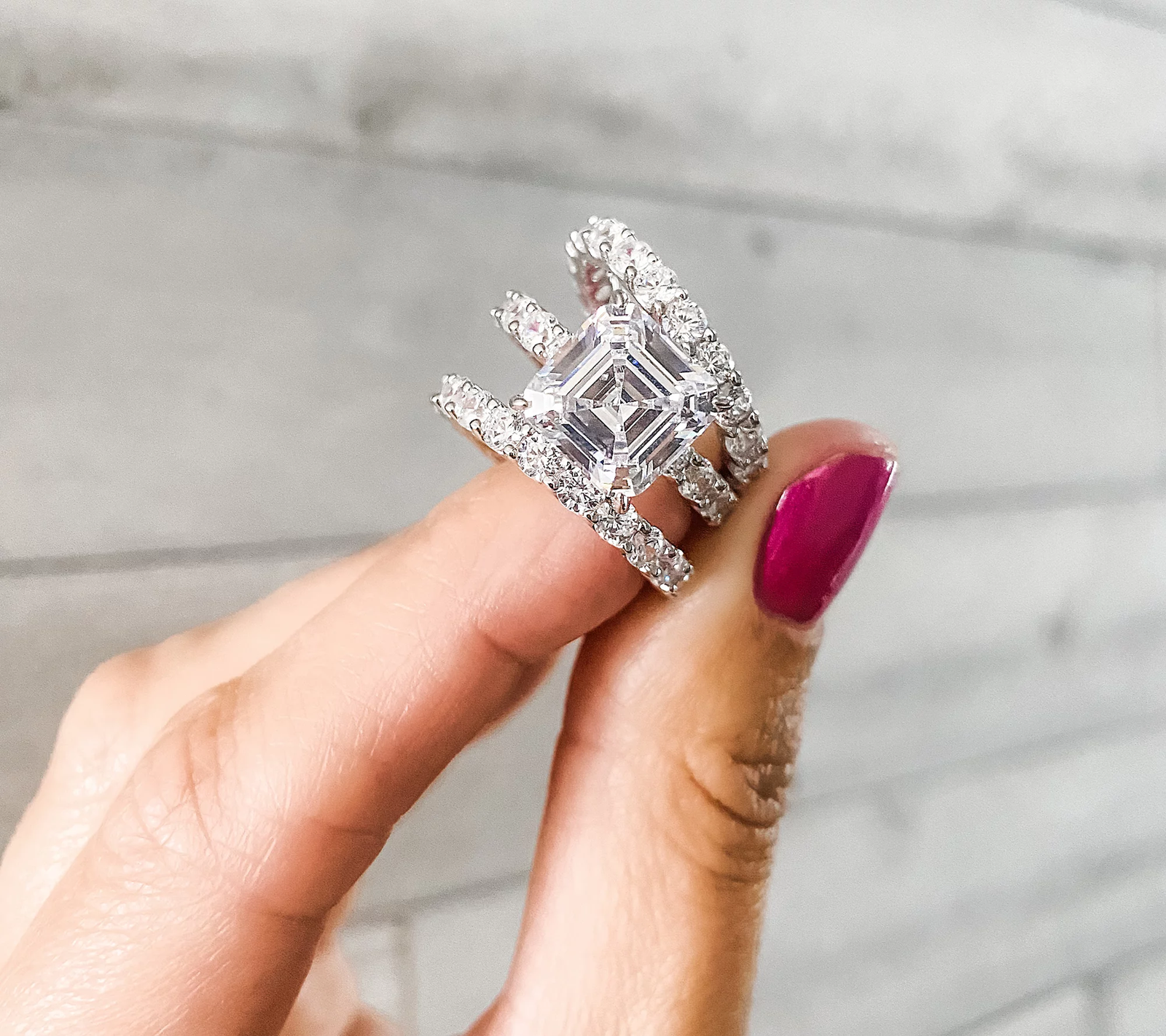 Diamonique Platinum-Clad Sterling Silver Statement Set of 3 Rings Size 6