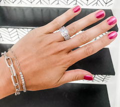 Diamonique Platinum-Clad Sterling Silver Statement Set of 3 Rings Size 6