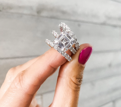 Diamonique Platinum-Clad Sterling Silver Statement Set of 3 Rings Size 6