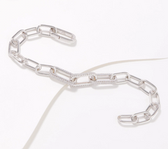 Diamonique Sterling Silver Chunky Paperclip Pave Bracelet 8"