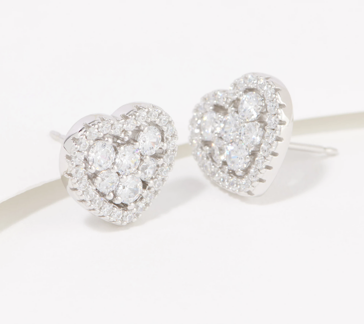 Diamonique Clear Heart Sterling Silver Stud Earrings