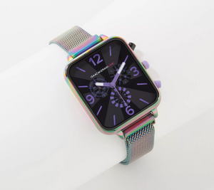 Reloj Isaac Mizrahi Live! con cadena esmaltada, piedra lunar, talla única 