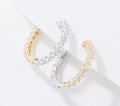 Diamonique x Udi Love Plus Two-Tone Hoop Earrings, Sterling Silver, Size 3/4"