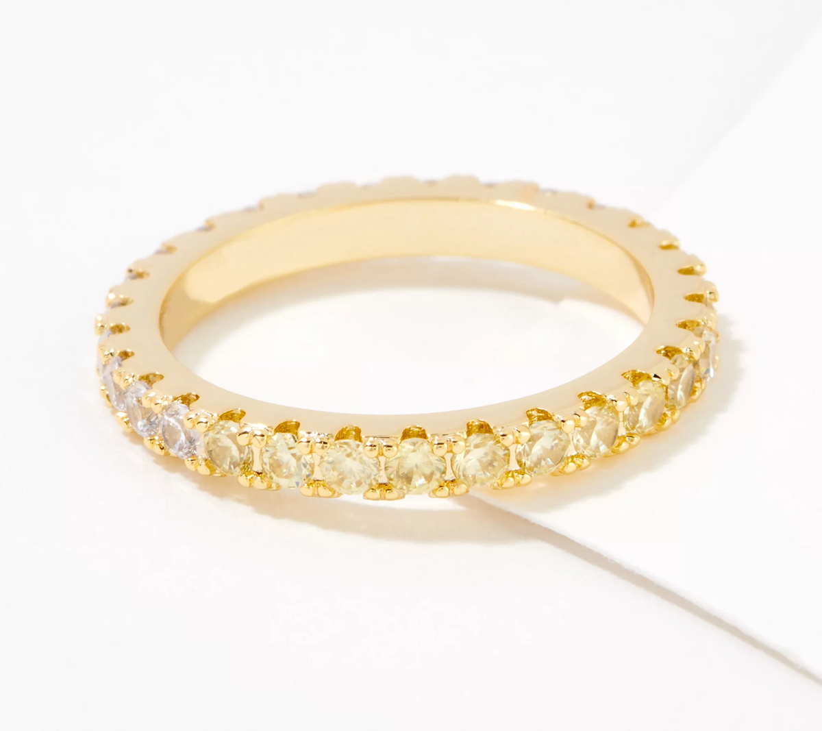 Anillo de eternidad de media eternidad Diamonique x Lisa Freede, negro y transparente, dorado, talla 8