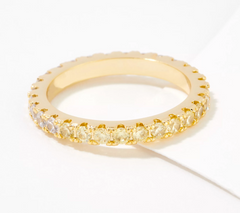 Anillo de eternidad de media eternidad Diamonique x Lisa Freede, negro y transparente, dorado, talla 8