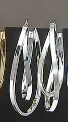 Silver Style Double Oval Hoop Earrings, Sterling Silver, Size 1-1/2"