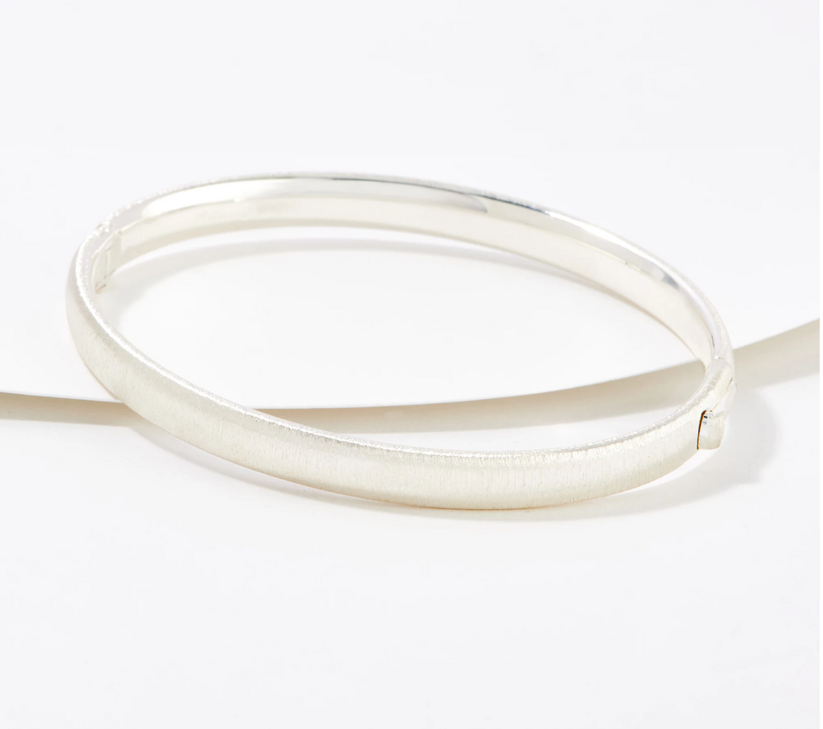 UltraFine 950 Silver Oval Tube Satin Finish Bangle Bracelet Size 7-1/4"