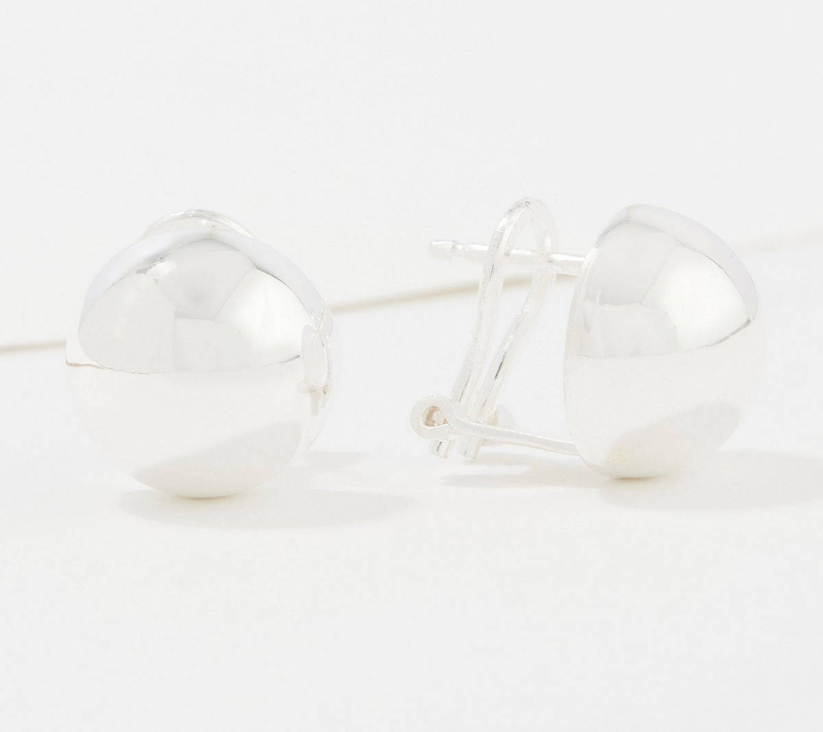 UltraFine 950 Silver Polished Omega Back Earrings