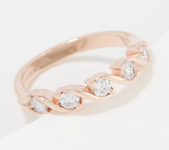 Diamonique Sterling Silver Roseclad Round-Cut Band Ring, Size 8