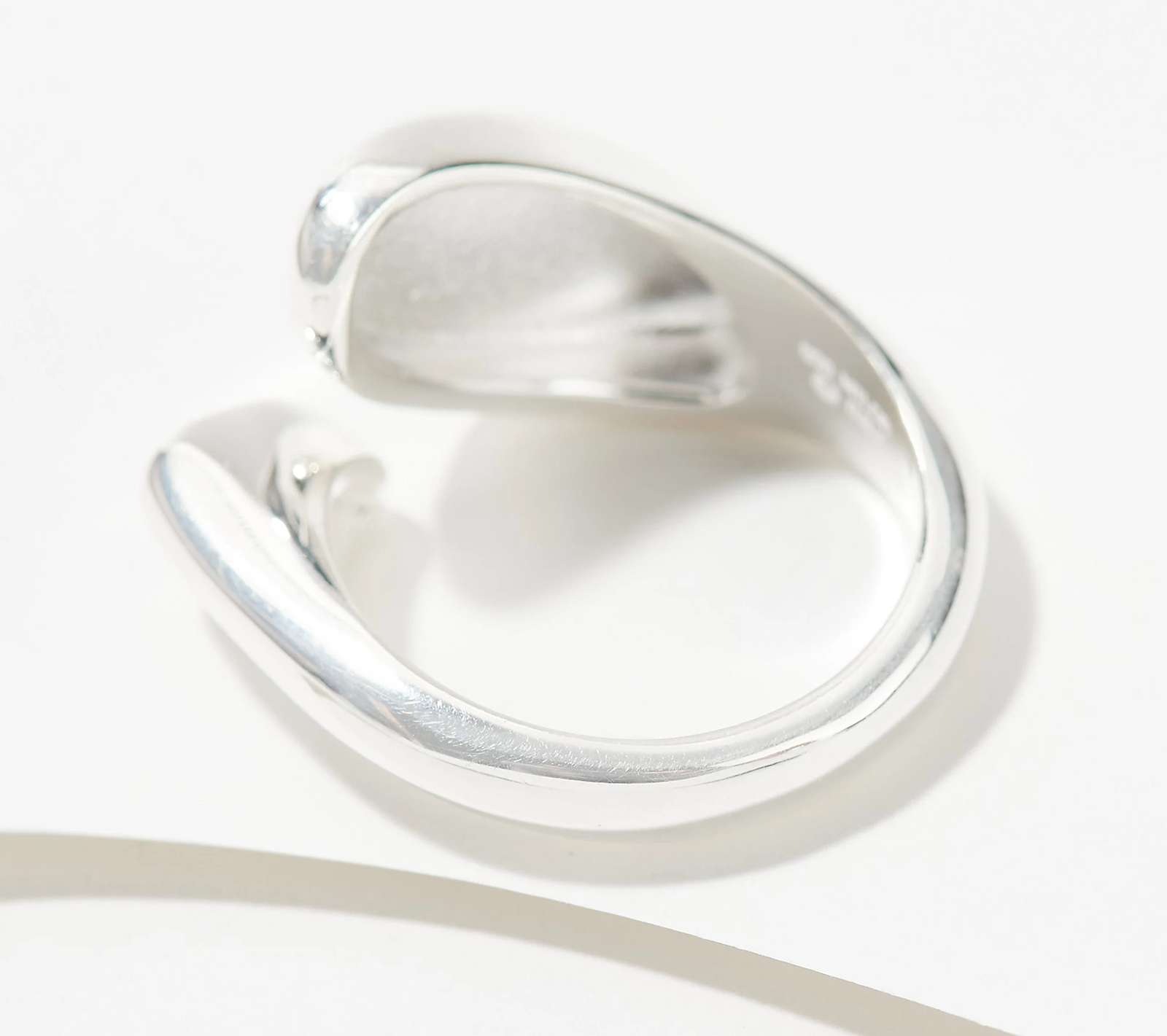 UltraFine Silver Polished Double Signet Bypass Ring Size 8