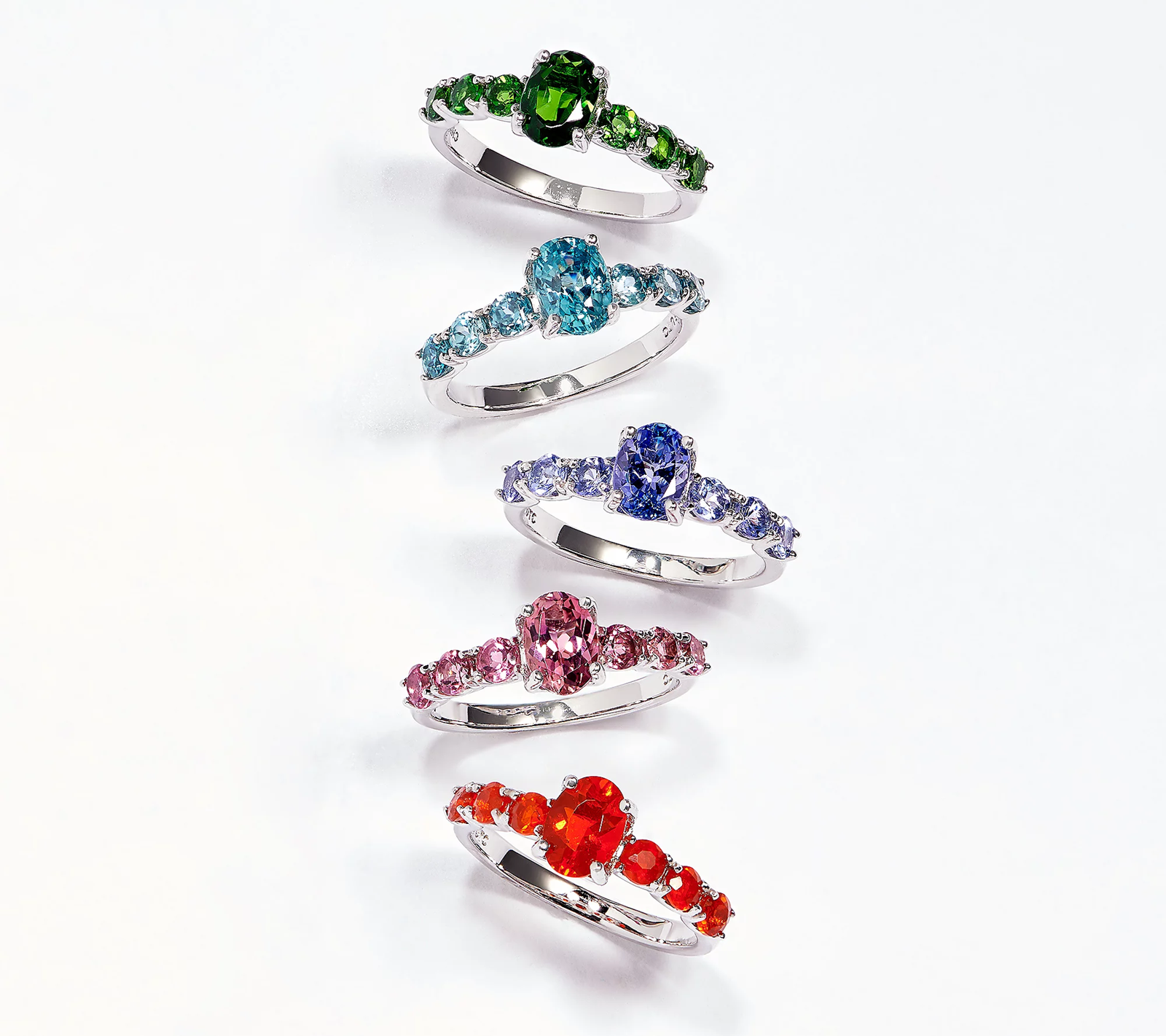 Generation Gems Exotic Oval Cut 7-Blue Zircon Stone Ring Sterling Silver, Size 8