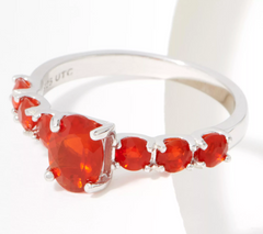 Generation Gems Exotic Oval Cut 7-Fire Opal Stone Ring Sterling Silver, Size 5