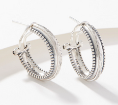 Or Paz Sterling Silver Beaded Textured Hoop Earrings