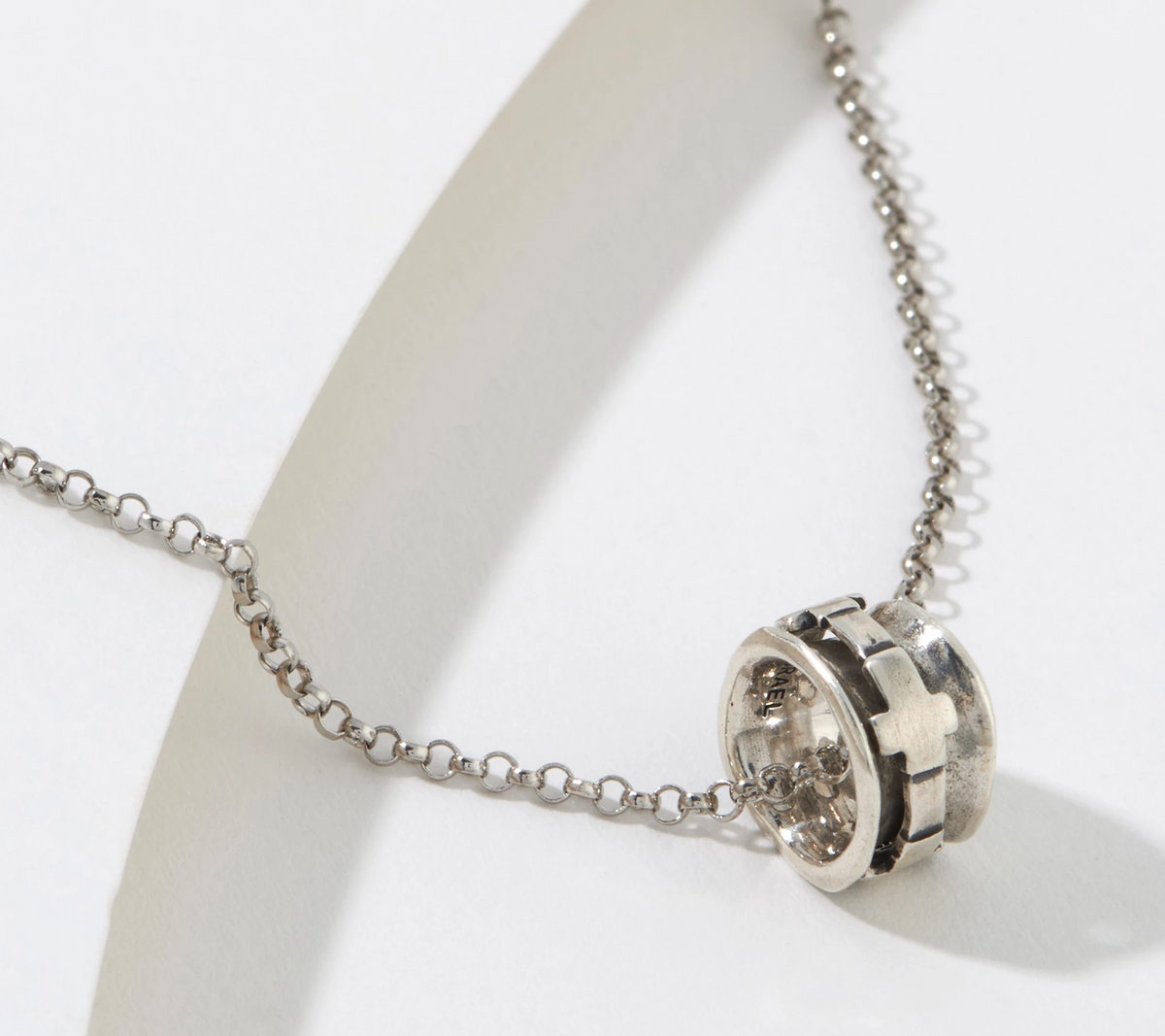 Or Paz Sterling Silver Cross Motif Spinner Necklace