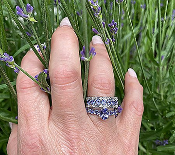 Generation Gems Sterling Silver Exotic Blue Zircon & White Topaz Band Ring Size 7