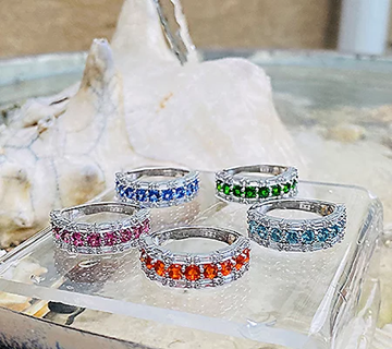 Generation Gems Sterling Silver Exotic Blue Zircon & White Topaz Band Ring Size 7