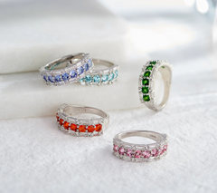 Generation Gems Sterling Silver Exotic Blue Zircon & White Topaz Band Ring Size 7