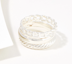 UltraFine 950 Silver Set of 3 Textured Rings Size 8