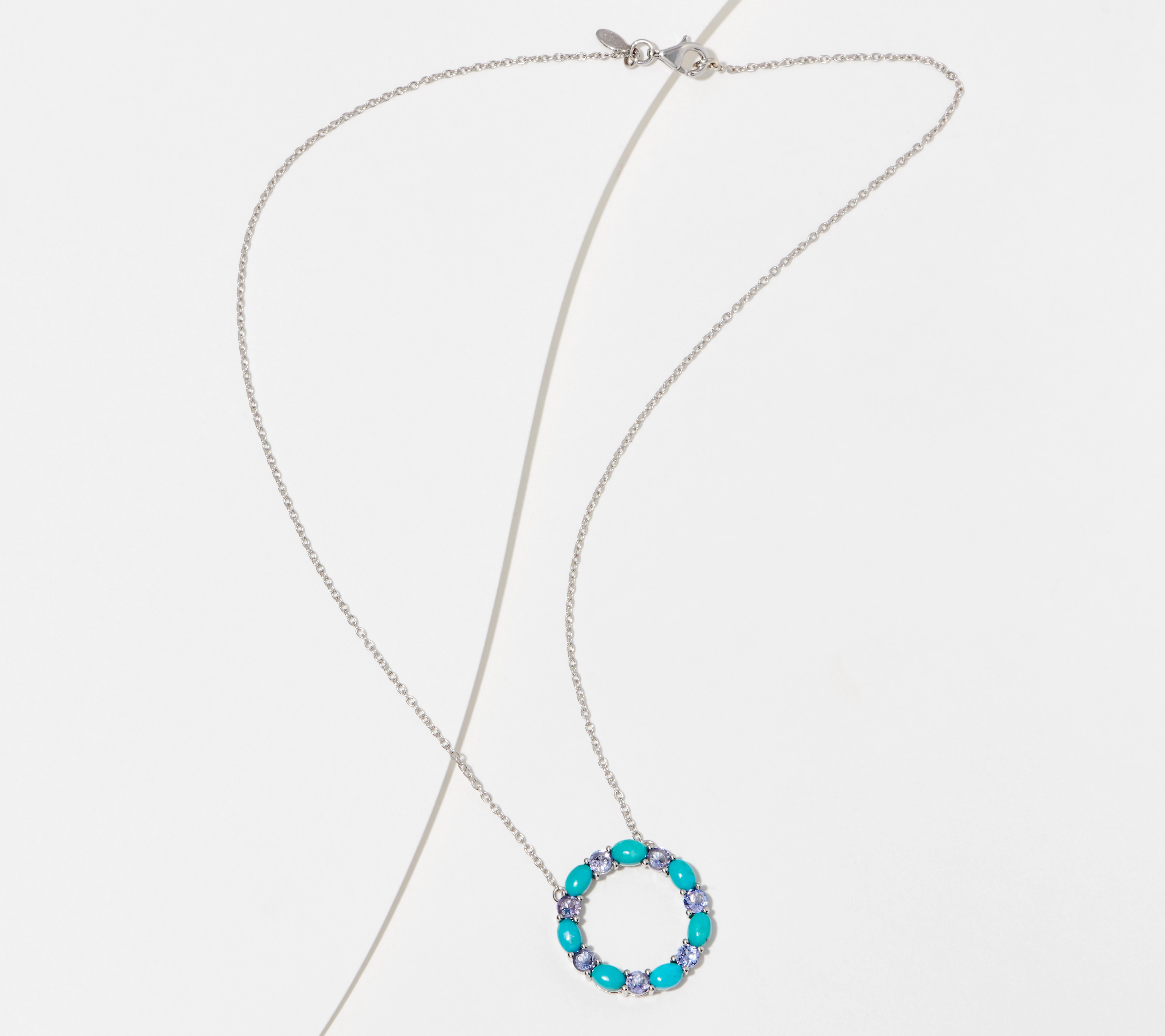 Affinity Gems Sterling Silver Turquoise & Tanzanite Circle Necklace