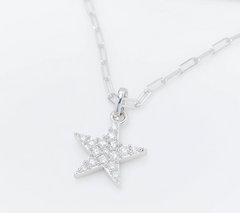 Affinity Diamonds Paper Clip Motif Sterling Silver Necklace