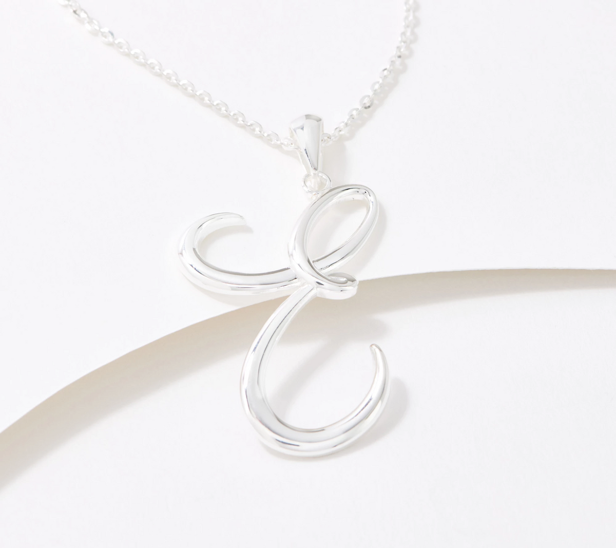 Silver Style Sterling Silver "E" Initial 18" Necklace