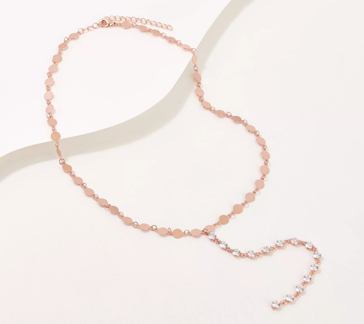 Diamonique x Lisa Freede Rose Goldtone Brass Clear CZ Y-Drop Necklace 16"