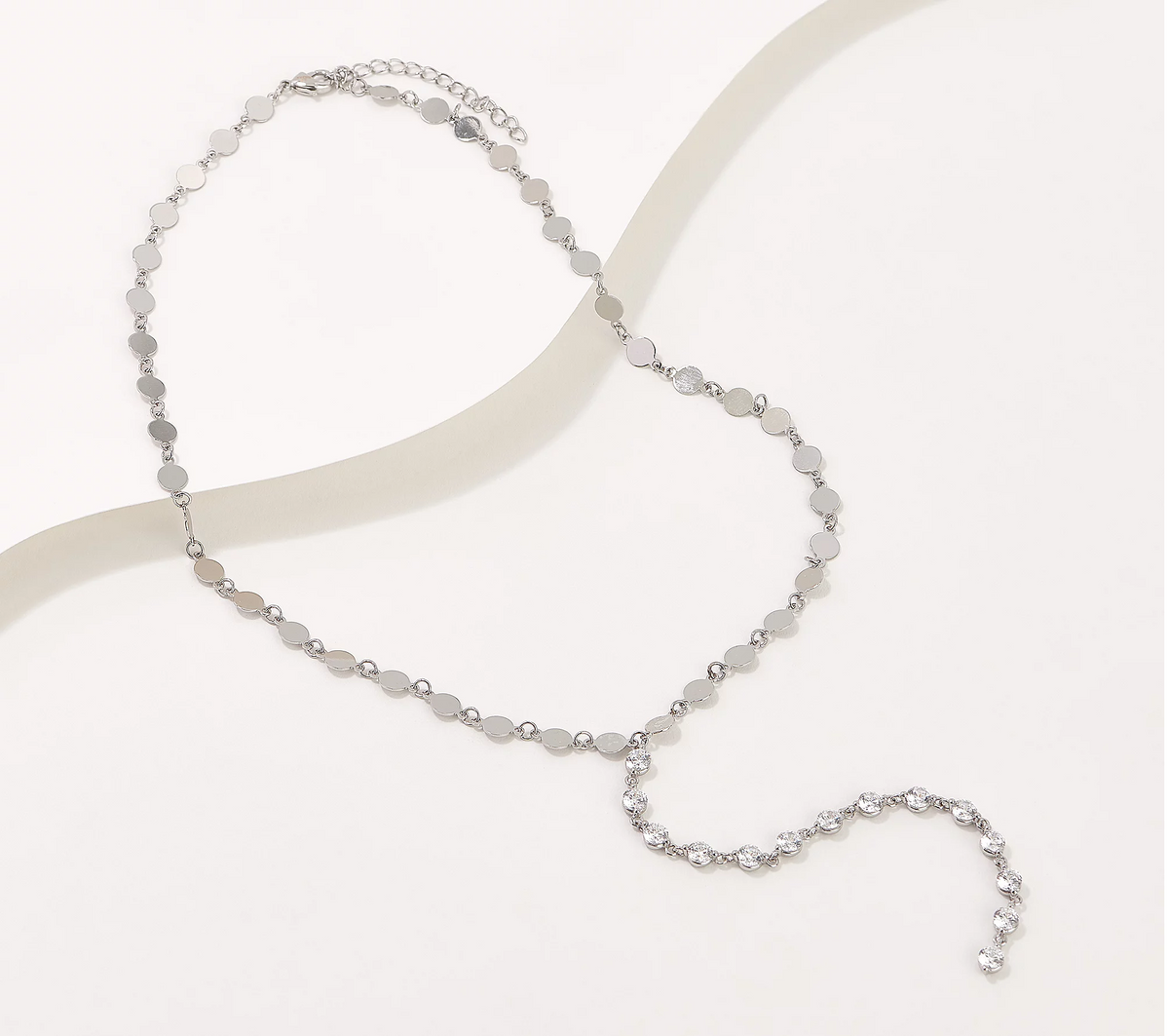 Diamonique x Lisa Freede Silvertone Brass Clear CZ Y-Drop Necklace 16"