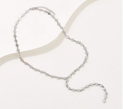 Diamonique x Lisa Freede Silvertone Brass Clear CZ Y-Drop Necklace 16"