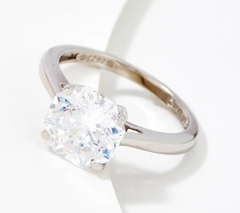 Diamonique Platinum-Clad Snowflake Cut Solitaire Ring Size 9