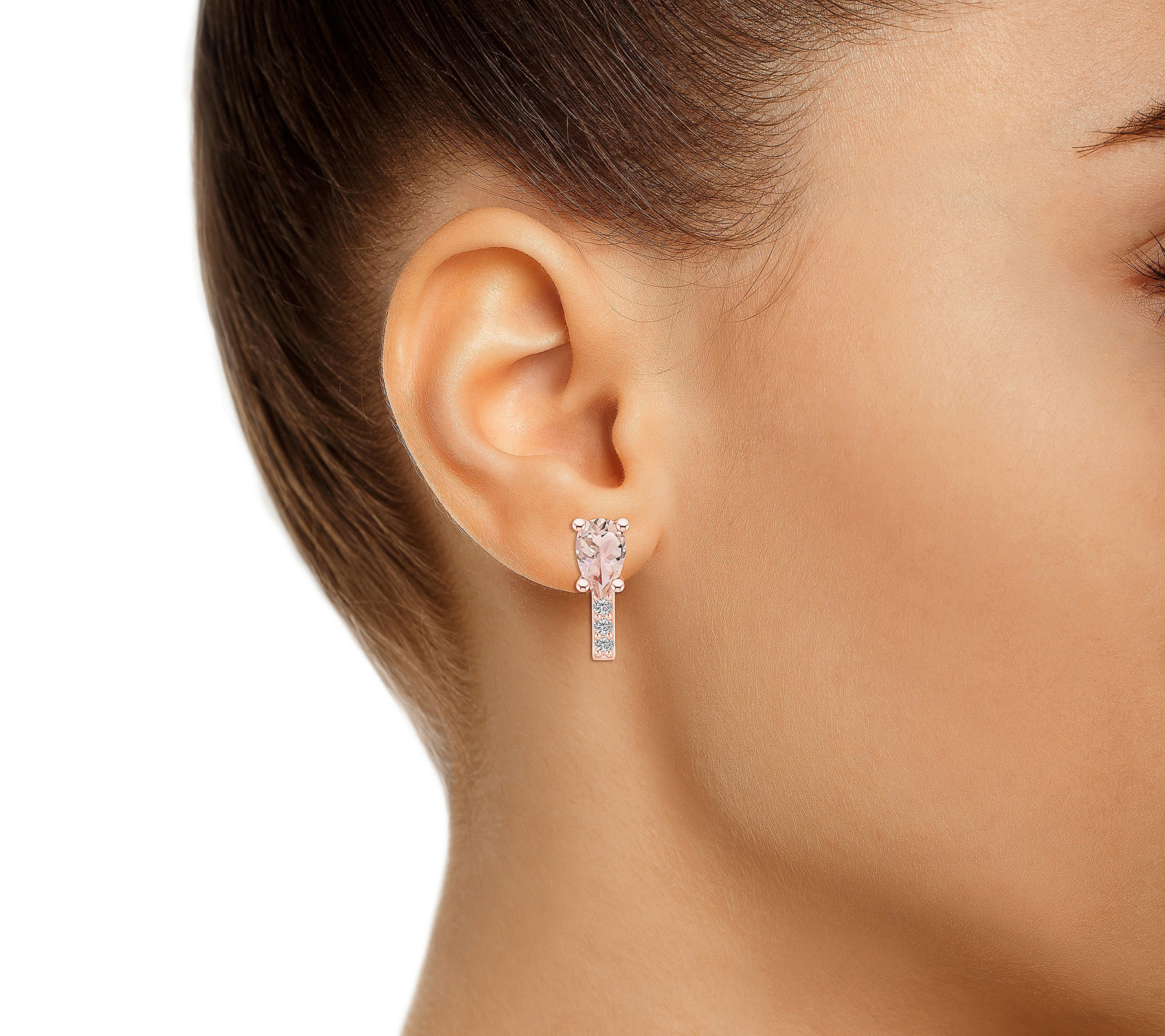 Affinity Gems 14K Morganite Diamond Studs