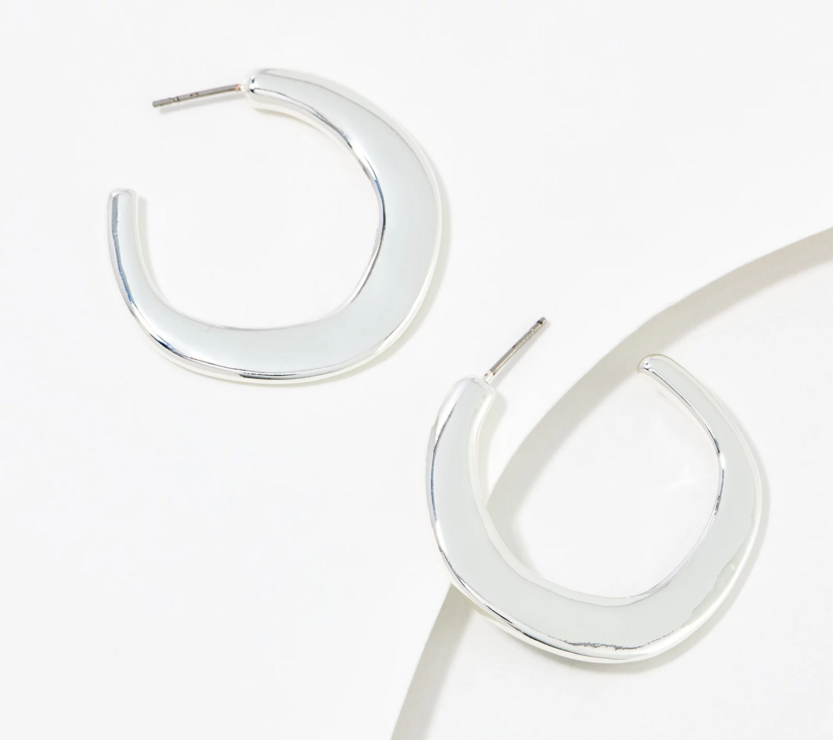 Denim & Co. Silvertone Hammered Hoop Earrings, 1-1/4"